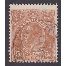 Australian    King George V    5d Brown   C of A WMK   Plate Variety 3R37..